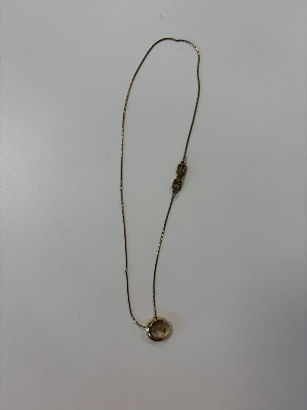 Givenchy Vintage Gold Tone Round Logo Pendant Necklace